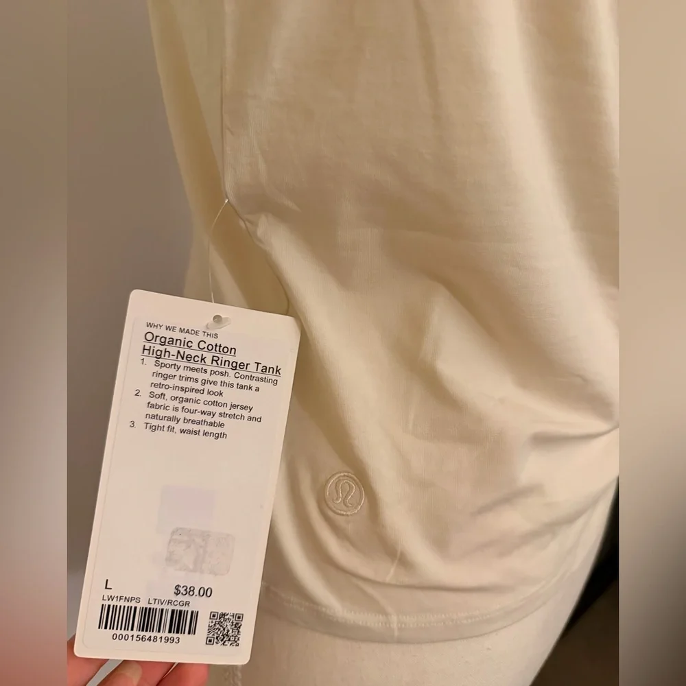 Lululemon Athletica Cream and Green Tank Top